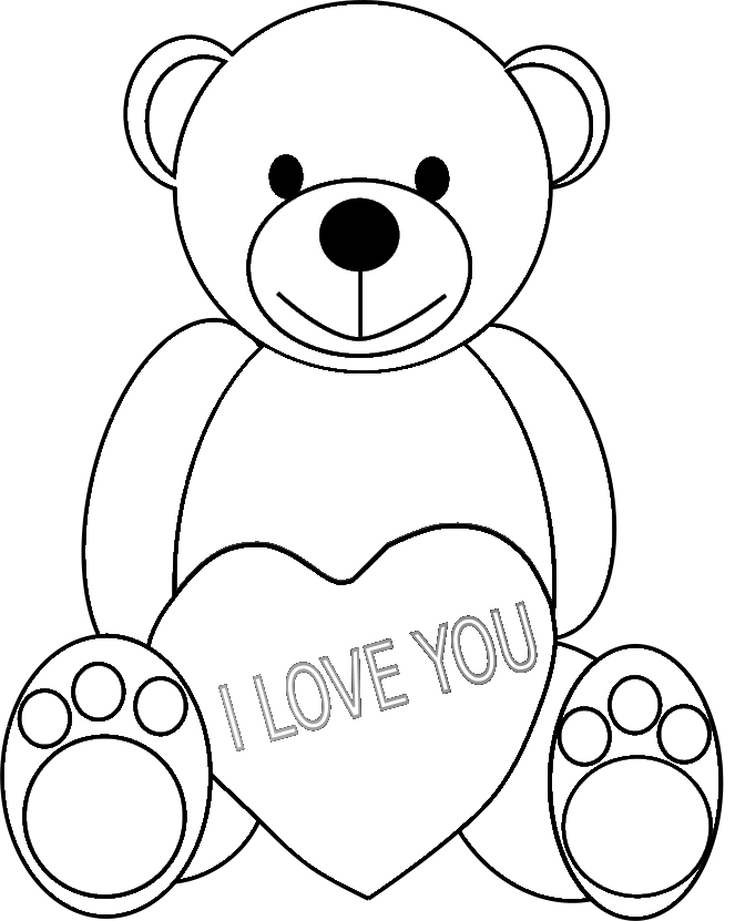 Kolorowanka duży walentynkowy miś